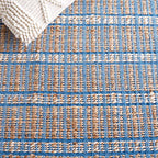 SAFAVIEH Area Rug 8x10 - Natural Fiber Collection - Large - Blue & Natural, Handmade Jute & Cotton, Boho Stripe Farmhouse Rustic Design, Ideal for Living Room, Bedroom, Dining Space (NFB656M) - color: Blue/Natural, size: 8' x 10' (Rectangular)