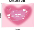 Boqin Pink Aura Tapestry - Cute Aesthetic Tapestries for Girl Bedroom, Pink Heart Tapestry Wall Hanging for Home College Dorm Living Room, Girls Room Art Tapestries - 60 x 50 Inch