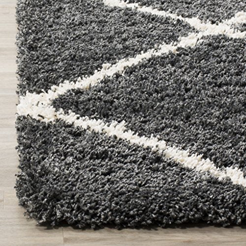 SAFAVIEH Hudson Shag Collection Accent Rug - 2' x 3', Dark Grey & Ivory, Trellis Design, Non-Shedding & Easy Care, 2-inch Thick Ideal for High Traffic Areas in Foyer, Living Room, Bedroom (SGH281G) - color: Dark Grey/Ivory, size: 2' x 3' (Rectangular)