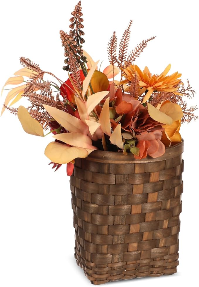 Mini Vintage Woven Wall Basket - Retro Flower & Kitchen Storage Hanging Holder for Small Sundries