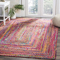 SAFAVIEH Area Rug 3x5 - Cape Cod Collection - Red & Multi, Handmade Jute & Cotton, Woven Braided Design (CAP202A) - color: Red/Multi, size: 3' x 5' (Rectangular)
