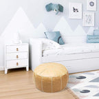 Decorative Pouf Foot Stool Round Unstuffed Leather Ottoman Cushion Storage seat or for Resting Your Feet on, Floor Chair Foot Living Room Bedroom Kids Room and Wedding (Chocolate)