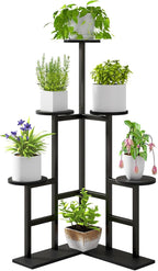 IBUYKE 6 Tier Plant Stand Indoor, Tall Flower Pot Stand for Multiple Plants, Tiered Corner Plant Shelf for Living Room Patio Balcony Garden, , Black TMJ072B