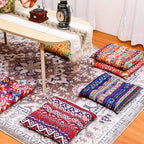 Nuogo 12 Pcs Bohemian Floor Cushions Bulk 15 Inch Boho Floor Sitting Meditation Pillows Yoga Mandala Meditation Pouf for Living Room Balcony Office Tatami(Square) - color: Square