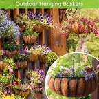 Riare 6 Pack 14 Inch Round Coco Liners Replacement, 100% Natural Coconut Coir Liners for Hanging Baskets, Garden Flower Vegetables Planter Pot, Window Box, Fence, Decks - size: 14inch