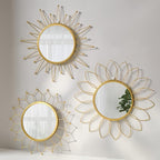 Gold Mirrors for Wall - Metal Sunburst Wall Mirror Room Decor & Home Decor, Boho Mirror Wall Decor Gifts for Women & Moms (Small, Sunshine)