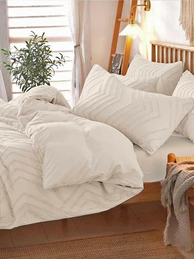 Nanko 2 Pack Standard Size Pillow Shams Set, Olive Green Boho Tufted Soft Microfiber Pillowcases，Modern Farmhouse Pillowshams for Men and Woman 20 x 26 Inch