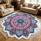 Benefeet Sox Large Mandala Beach Towel Round Microfiber Circle Beach Towels Bohemian Roundie Beach Blanket Quick Dry Beach Throw Blanket Sand Free Pool Towels, 59 Inches Blue Pink - color: Mandala, Blue Pink