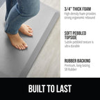 GORILLA GRIP Comfortable Cushioned Kitchen Mats for Floor, Waterproof and Stain Resistant Soft Top, 3/4 Inch Thick Ergonomic Standing Desk Anti Fatigue Mat, Foam Supports Feet, 20x32, Light Gray