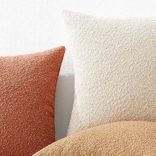 Mixhug Decorative Boucle Throw Pillow Covers, Rust, 12 x 20 Inches, Pack of 2 - Textured Boho Pillow Covers for Couch and Bed - color: Rust, size: 20" x 12" (Pack of 2)