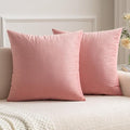 MIULEE 24x24 Inch Euro Sham Velvet Pillow Covers, Set of 2 Large Square Decorative Pillows -Dusty Pink Super Soft for King Bed, Sofa, Couch, Accent Chairs with Hidden Zipper