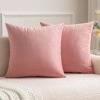 MIULEE 24x24 Inch Euro Sham Velvet Pillow Covers, Set of 2 Large Square Decorative Pillows -Dusty Pink Super Soft for King Bed, Sofa, Couch, Accent Chairs with Hidden Zipper