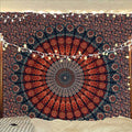 Bless International Handmade Indian hippie Bohemian Psychedelic Peacock Mandala Wall hanging College Dorm Beach Throws Table Cloth Bedding Tapestry (Golden Blue, King(88x104Inches)(225x265Cms)) - color: Golden Blue, size: 104"L x 88"W