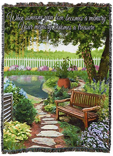 Pure Country Weavers Tranquil Garden Blanket - When Someone You Love Becomes A Memory - Sympathy Bereavement Gift Tapestry Throw Woven from Cotton - Made in the USA (72x54) - color: Tranquil Garden, size: 72" x 54"