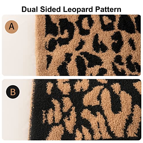 MH MYLUNE HOME Ultra Soft Leopard Throw Blanket (50x60 inches) Microfiber Blankets Plush Warm Reversible Cheetah Blanket Leopard Pattern Throw for Couch Bed Sofa - Brown, 50"x60" - color: Leopard Brown, size: 50"x60" - 550 GSM