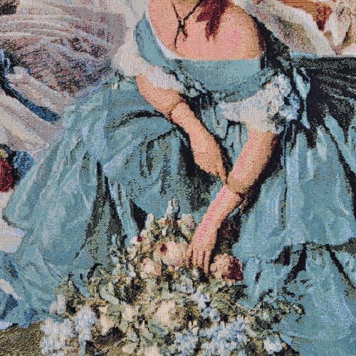 Large Woven Tapestry Wall Hanging (41"x32"), Empress Eugénie Surrounded by her Ladies, Medieval Victorian Tapestry Art with TC Backing, Garden Scene Decor, 5 Hanging Loops, F.X. Winterhalter. (Pastels：Empress Eugénie & Ladies-in-Waiting) - color: Pastels：