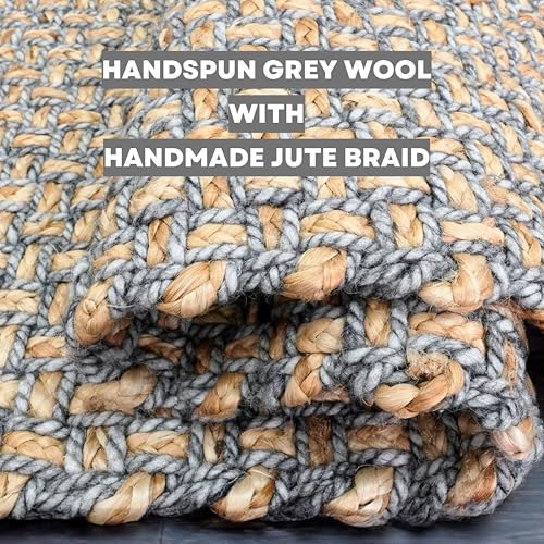 Homespice River Rock Braided Rugs Farmhouse Clearance 4x6 Feet Inches Grey Braided Rug, Bohemian Rugs for Farmhouse Decor - color: River Rock, size: 4' x 6' (Rectangular)