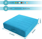 MeMoreCool Square Floor Pillow Seating for Adults Kids, Large Meditation Cushion Floor Pillow with Thick Foam & Soft Tufted Cover, Washable Big Pillow Seat Floor Cushion for Sitting Yoga 22" Blue