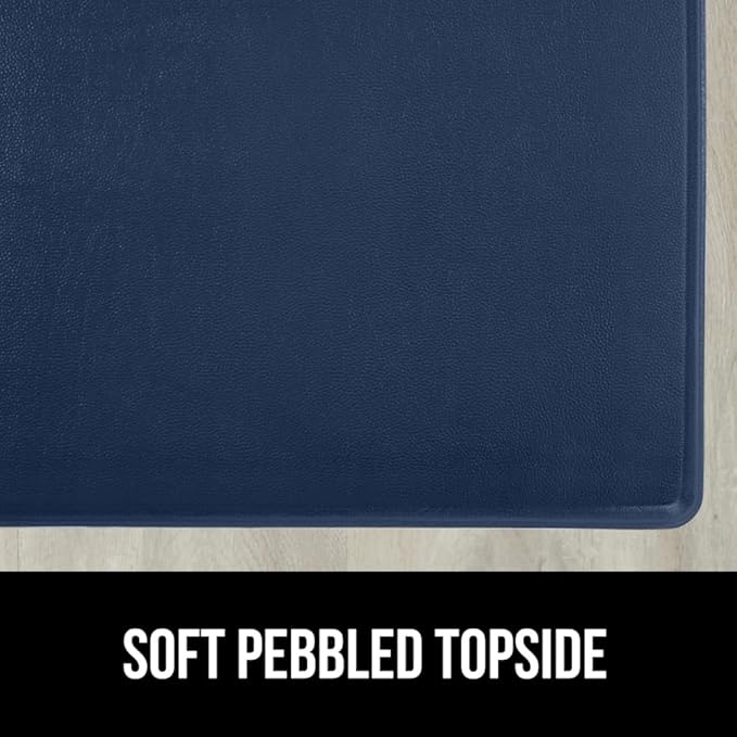 GORILLA GRIP 2 Pack Comfortable Cushioned Kitchen Mats for Floor, 17x24 + 17x48, Waterproof and Stain Resistant, 1/2 Inch Thick Soft Ergonomic Standing Desk Anti Fatigue Mat, Foam Supports Feet, Navy