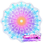 Large Microfiber Boho Mandala Beach Towel Round Bohemian Beach Blanket Hippie Indian Throw Blanket Beach Tapestry Thick Sand Free Quick Dry Yoga Picnic Mat Wall Decor Circle Tablecloth,59'',Aqua Blue - color: Aqua Blue Mandala