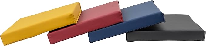 FDP SoftScape 12 inch Square Toddler Floor Cushions with Handles Flexible Seating for Daycare, Preschool, Playroom 1.5 inch Deluxe Foam (4-Piece) - Volcano