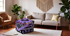 CRAFT KALA Large Hippie Mandala Meditation Floor Ottoman Pillow Cushion Pouf Cover Square Poufs Cover Bohemian Circle Floor Cushion Cover Outdoor Living Room Decor 16X16X14 inches, Purple Burning Sun