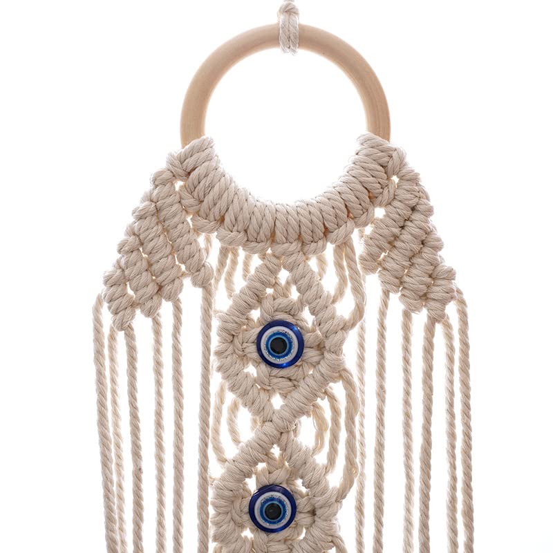 Macrame Wall Hanging Dreamcatcher with Evil Eye | Boho Wall Decor, Handwoven Tapestry, For Bedroom Home, Gift