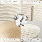 Hanging Baskets for Organizing,Over the Door Organizers and Storage,3-Tier Woven Cotton Wall-Mounted Storage Organizer Bag Decorative,Kitchen,Living Room,Bathroom,Bedroom,White
