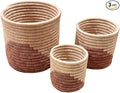 African Planter Baskets Sets of 3 Woven Sisal Baskets for Indoor Plant Pots Covers Home Decor Storage Organizer Gifts Zen Designs Arts and Crafts (Tan Brown)