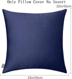 Thmyo 4-Pack 100% Cotton Comfortable Solid Decorative Throw Pillow Case Square Cushion Cover Pillowcase Sublimation Blank Pillow Covers Halloween DIY Throw Pillowcase(22x22inch/55x55cm,Dark Blue)