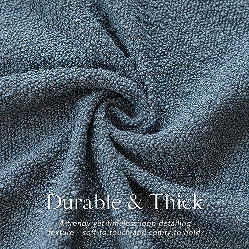 Foindtower Set of 2, Decorative Textured Boucle Throw Pillow Covers Accent Solid Pillow Cases Neutral Soft Cozy Couch Cushion Case for Chair Sofa Bedroom Living Room Home Decor 16 x 16 Inch Blue - color: Nightfall, size: 16" x 16" (Pack of 2)
