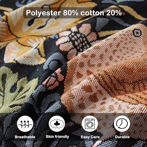Hopstar Woven Tapestry Blanket with Tassels Hippie Room Decor Boho Cotton Throw Blanket for Couch Bed Outdoor Double Sided (Strawberry Thief, 51"x63") - color: Strawberry Thief
