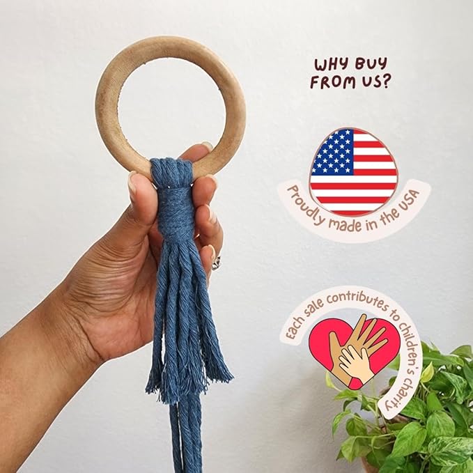 Set of 3 Macrame plant hanger for pots 4-10” live plants indoor and outdoor decor hanging plant holder Boho décor Plant stand Indoor plant shelf for Hanging planter for plant pots (Peacock Blue)
