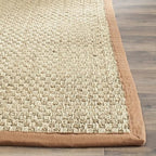 SAFAVIEH Area Rug 3x5 - Natural Fiber Collection - Natural & Brown, Seagrass, Basketweave Pattern with Border (NF114B)