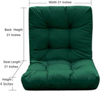 QILLOWAY Outdoor Seat/Back Chair Cushion Tufted Pillow, Spring/Summer Seasonal Replacement Cushions - Set of 2 (Mallard/Forest Green)