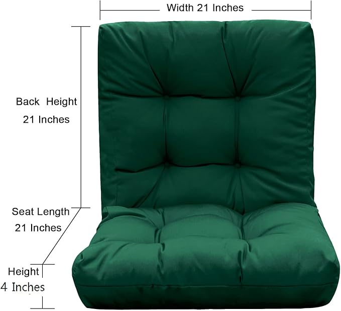 QILLOWAY Outdoor Seat/Back Chair Cushion Tufted Pillow, Spring/Summer Seasonal Replacement Cushions - Pack of 4 (Mallard/Forest Green)