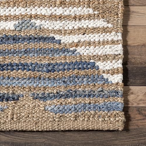 nuLOOM Hand Braided Marla Denim And Jute Diamonds Runner Rug, 2' 6" x 6', Off-white - color: Marla Off-white, size: 2'6" x 6' (Rectangular)
