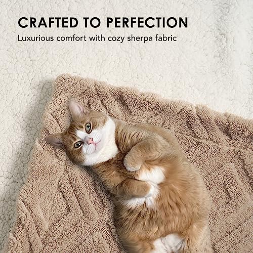 EverGrace Jacquard Boho Sherpa Fleece Throw Blanket for Couch, Super Soft Cozy Fuzzy Plush Blankets for Winter, Reversible Thick Warm Blanket for Bed, Sofa, Living Room, Khaki Tan, 90" x 90" - color: Khaki Tan, size: 90x90 Inches