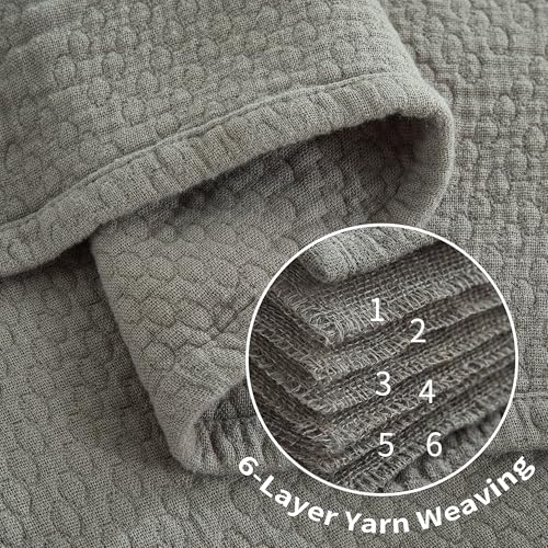 Premium 100% Cotton Blanket – All-Season Soft Breathable Bed Blanket for Twin Size – Lightweight Stylish Textured Throw for Bed– Giftable Cozy Bedding - color: Grey, size: Twin(60" x 80")