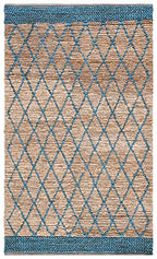 SAFAVIEH Natural Fiber Collection Accent Rug - 4' x 6', Natural & Navy, Handmade Farmhouse Boho Coastal Rustic Trellis Jute, Ideal for High Traffic Areas in Entryway, Living Room, Bedroom (NF951N) - color: Natural/Navy, size: 4' x 6' (Rectangular)