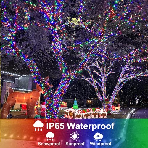 Multicolor Christmas Lights Outdoor, 66FT 200 LED Plug in Christmas Tree Lights Waterproof, 8 Modes Connectable String Lights for Outside Indoor Room Patio Yard Party Holiday Decorations - color: Multicolor, size: 66FT 200 LED