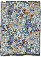 Pure Country Weavers William Morris Golden Lily Blue Blanket - Arts & Crafts - Gift Tapestry Throw Woven from Cotton - Made in the USA (72x54) - color: Blue, size: Large