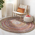SAFAVIEH Cape Cod Collection 3' Round Natural/Multi CAP251A Handmade Boho Braided Jute Entryway Foyer Living Room Bedroom Kitchen Area Rug - size: 3' (Round)