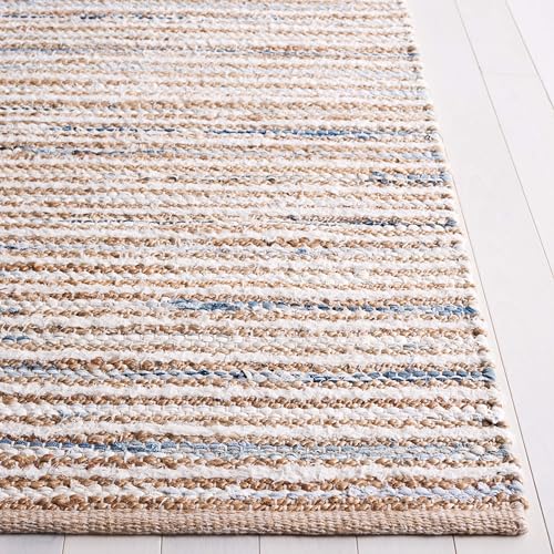 SAFAVIEH Cape Cod Collection Accent Rug - 3' x 5', Natural & Light Blue, Handmade, Braided Design, Ideal for The Living Room, Bedroom, Dining Room (CAP151L-3) - color: Natural/Light Blue, size: 3' x 5' (Rectangular)