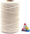 FLIPPED 100% Natural Cotton Macrame Cord,5mm x110 Yards Macrame Cords Colored Cotton Macrame Rope Craft Cord for DIY Crafts Knitting Plant Hangers Christmas Wedding Décor(Beige, 5mm110yards)