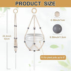 Hotfiary Plant Hanger Indoor Hanging Plant Holder Hang Planter Basket Wood Bead Decorative Flower Pot Holders Boho Farmhouse Rustic Decor Indoor Outdoor (Pot Not Included)