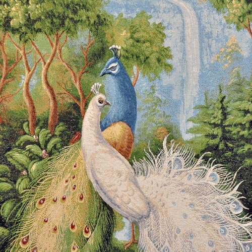 AureoMadis Elegant Peacock Vertical Woven Tapestry Wall Hanging with Lining and Rod Pockets for Bedroom Living Room Home Aesthetic - Nature Art Decor (27" W x 42" H) - color: Elegant： Peacock Scene-with lining
