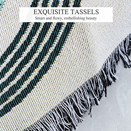 LumiSyne Double-Sided Cotton Woven Throw Blanket with Tassel Jungle Bohemian Style Tapestry Shawl Multi-Function Decorative Throws for Sofa Bed Armchair Camping Blanket Tablecloth Carpet 160x130cm - color: Encounter