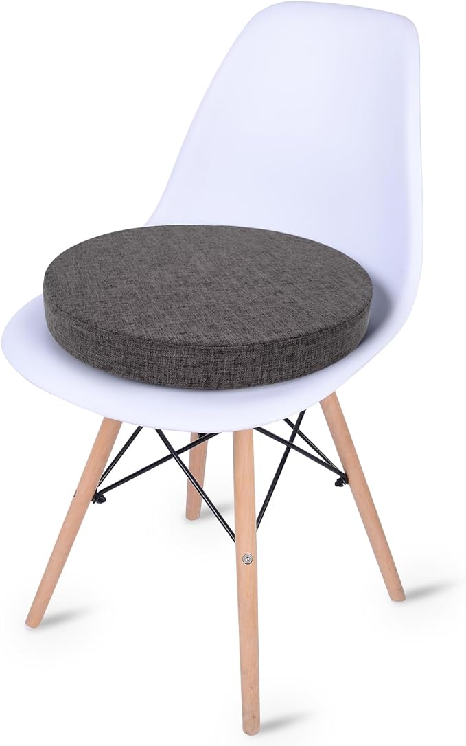 Tromlycs 14 Inch Round Bar Stool Cushion Non-Slip Foam Seat Pad Removable Cover for Circle Chairs (14x14 Inches, Gray)