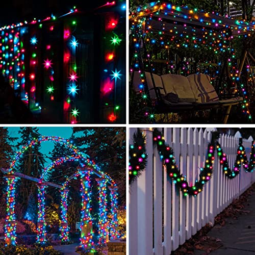 suddus 5 Colors Solar String Lights, Solar Christmas Lights Outdoor Waterproof with 8 Lighting Modes, Multi Colored 100LED Christmas String Lights for Indoor Patio Yard Trees Holiday Decoration - color: Multicolored, size: 33Ft*1pack